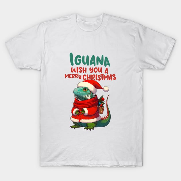 Iguana Wish You A Merry Christmas T-Shirt by Takeda_Art